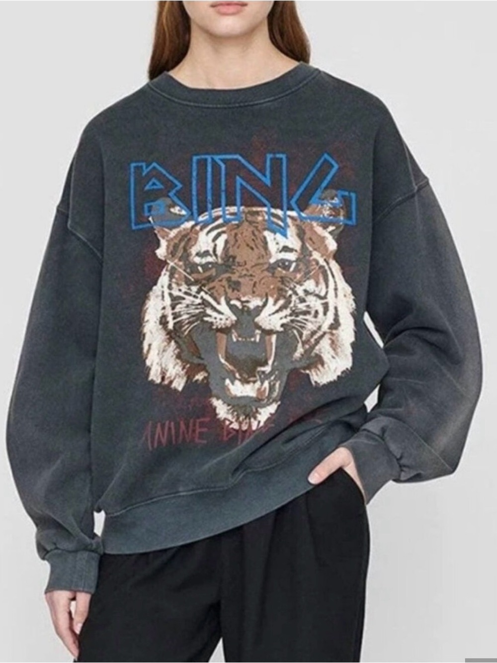 Anine Bing Black Tiger Graphic Crewneck Sweater - Picture 4 of 4